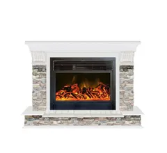 Каминокомплект Glenrich ПАНОРАМА 28 ГЦ белый c топкой NEWFLAME