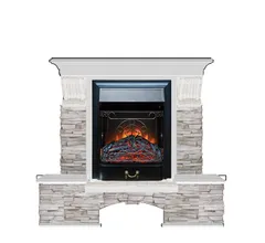 Каминокомплект Glenrich БОСТОН К МИСХОР угл. бел.дуб c топкой MAJESTIC BL