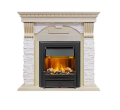 Каминокомплект Dimplex Dublin - Слоновая кость с патиной / Сланец крем с очагом Brookline Black