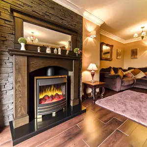 Угловой камин Темный дуб – Royal Flame Dublin с очагом Majestic FX M Brass