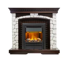 Каминокомплект Dimplex Glasgow - Темный дуб / Белый с очагом Brookline Black