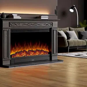 Электрический камин темный дуб с металлическим очагом: обзор