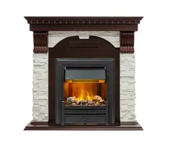 Каминокомплект Dimplex Dublin - Темный дуб / Сланец белый с очагом Brookline Black