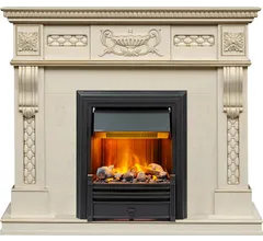 Каминокомплект Dimplex Corsica - Слоновая кость с патиной (Ширина 1100) с очагом Brookline Black