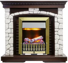 Каминокомплект Dimplex Glasgow - Темный дуб / Белый с очагом Danville Antique Brass FB2