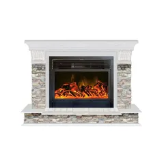 Каминокомплект Glenrich ПАНОРАМА 28 ГЦ бел.дуб c топкой NEWFLAME