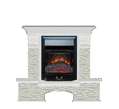 Каминокомплект Glenrich БОСТОН К ГО угл. бел.дуб c топкой MAJESTIC BL