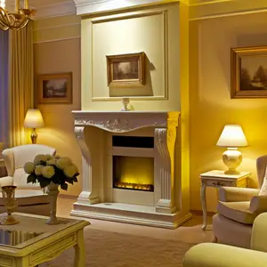 Каминокомплект слоновая кость и очаг Fobos FX M Black для уюта и стиля