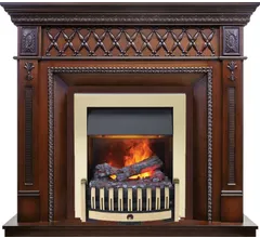 Каминокомплект Dimplex Alexandria - Махагон коричневый антик с очагом Danville Antique Brass FB2