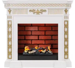 Каминокомплект Dimplex Greece - Белый с золотом с очагом Cassette 400 LNH-INT (с дровами)