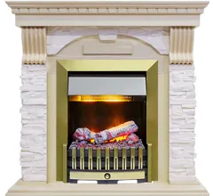 Каминокомплект Dimplex Dublin - Слоновая кость с патиной / Сланец крем с очагом Danville Antique Brass FB2