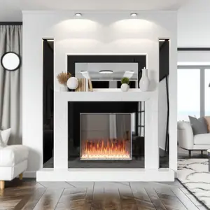 Портал Royal Flame Basel L - Белый с черным и Bradford - Темный дуб