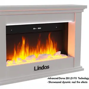 Каминокомплект Royal Flame Lindos с алебастром и очагом Dioramic 28 LED FX