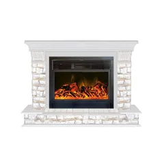 Каминокомплект Glenrich ПАНОРАМА 28 АЛТАЙ бел.дуб c топкой NEWFLAME