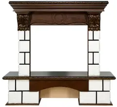 Портал Royal Flame Pierre Luxe - Белый / Темный дуб (Vision 23)