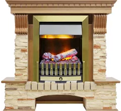 Каминокомплект Dimplex Pierre Luxe - Дуб / Сланец с очагом Danville Antique Brass FB2