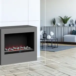 Портал Cube 36 серый графит – стильный электрокамин