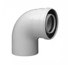 Отвод коаксиальный полипропиленовый BAXI 87°, диам. 110/160 для конденсационных котлов