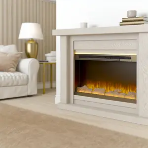 Электрокамин белый дуб патина золото для вашего дома
