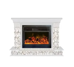 Каминокомплект Glenrich ПАНОРАМА 28 КАРЕЛИЯ бел.дуб c топкой NEWFLAME