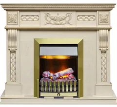 Каминокомплект Dimplex Corsica - Слоновая кость с патиной (Ширина 1100) с очагом Danville Antique Brass FB2