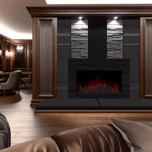 Каминокомплект роскошный темный дуб сланец для уюта