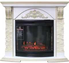 Каминокомплект камень Royal Flame Rimini [Римини] белый дуб патина золото с очагом Dioramic 28 FX
