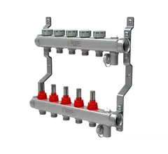 Коллектор в сборе с расходомерами ROYAL THERMO 1" ВР-3/4" НР, 10 выходов