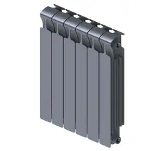 Радиатор биметаллический RIFAR MONOLIT 500 RAL 7012 06 секц. бок.