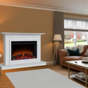 Электрокамин Lindos белый 1470мм - стиль и комфорт