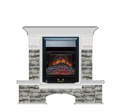 Каминокомплект Glenrich БОСТОН К АЛТАЙ бел.дуб c топкой MAJESTIC BL