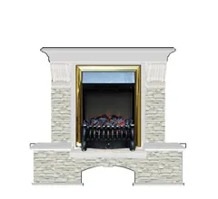 Каминокомплект Glenrich БОСТОН К ГО угл. бел.дуб c топкой FOBOS BR