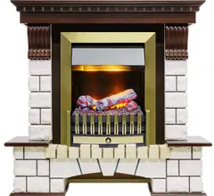Каминокомплект Dimplex Pierre Luxe - Темный дуб / Белый (Высота 1020мм) с очагом Danville Antique Brass FB2