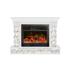 Каминокомплект Glenrich ПАНОРАМА 28 КАРЕЛИЯ белый c топкой NEWFLAME