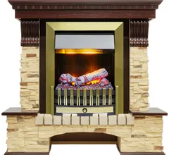 Каминокомплект Dimplex Pierre Luxe угловой - Темный дуб / Сланец (Высота 1005мм) с очагом Danville Antique Brass FB2