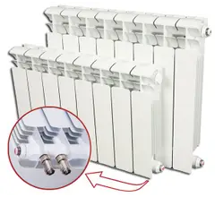 Радиатор биметаллический RIFAR BASE Ventil 500 20 секц. нижн. прав. собранный