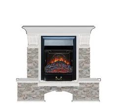 Каминокомплект Glenrich БОСТОН К ГЦ угл. бел.дуб c топкой MAJESTIC BL