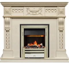 Каминокомплект Dimplex Corsica - Слоновая кость с патиной (Ширина 1100) с очагом Cavendish