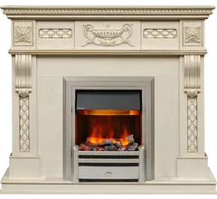 Каминокомплект Dimplex Corsica - Слоновая кость с патиной (Ширина 1100) с очагом Chesford