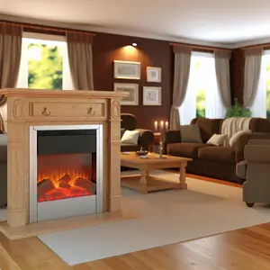 Каминокомплект разборный цвет "дуб галифакс" с электрическим очагом Majestic FX Brass
