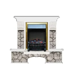 Каминокомплект Glenrich БОСТОН К КАРЕЛИЯ белый c топкой FOBOS BR