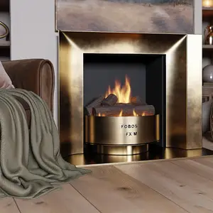 Каминокомплект Luxemburg с патиной и очагом Fobos FX M Brass