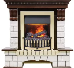 Каминокомплект Dimplex Pierre Luxe - Темный дуб / Белый (Высота 1020мм) с очагом Danville Brass FB2