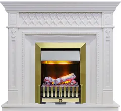 Каминокомплект Dimplex Alexandria - Белый дуб с очагом Danville Antique Brass FB2