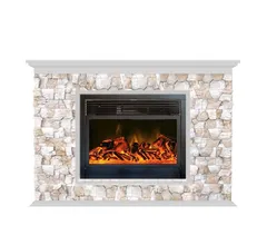 Каминокомплект Glenrich ПАФОС 28 АРБАТ бел.дуб c топкой NEWFLAME