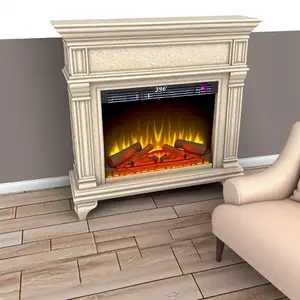 Электрокамин Слоновая кость с патиной и LED - уют и стиль